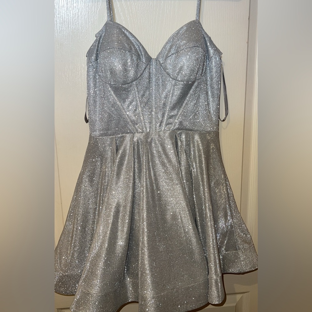 Silver Glitter Mini Dress